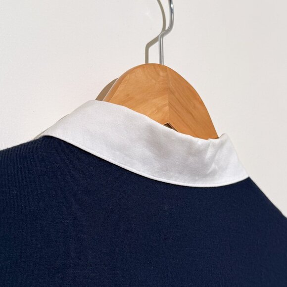 Liz Clairborne Navy Nautical Long Sleeve Button Up Blouse Top Petite Medium - Picture 6 of 7